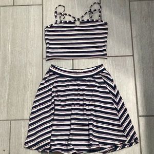 Hollister Striped Bralette and Skirt Set